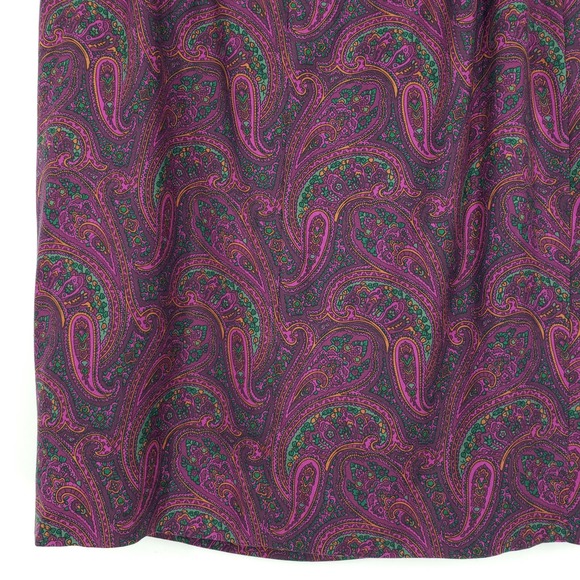 Carlisle Paisley Pencil Skirt 10 Vintage Wrap Pleated Silk Wool Work Purple - Picture 7 of 7